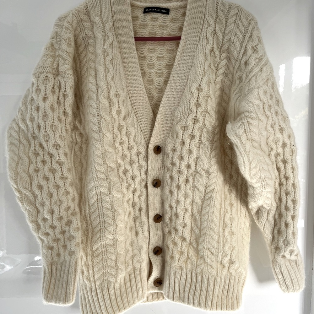 Brandy Melville Wool Cable Knit Cardigan Gem